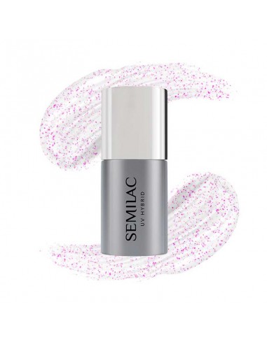 Top Coat para esmalte semipermanente Semilac - T17 Top No Wipe Sparkling Pink - 7ml